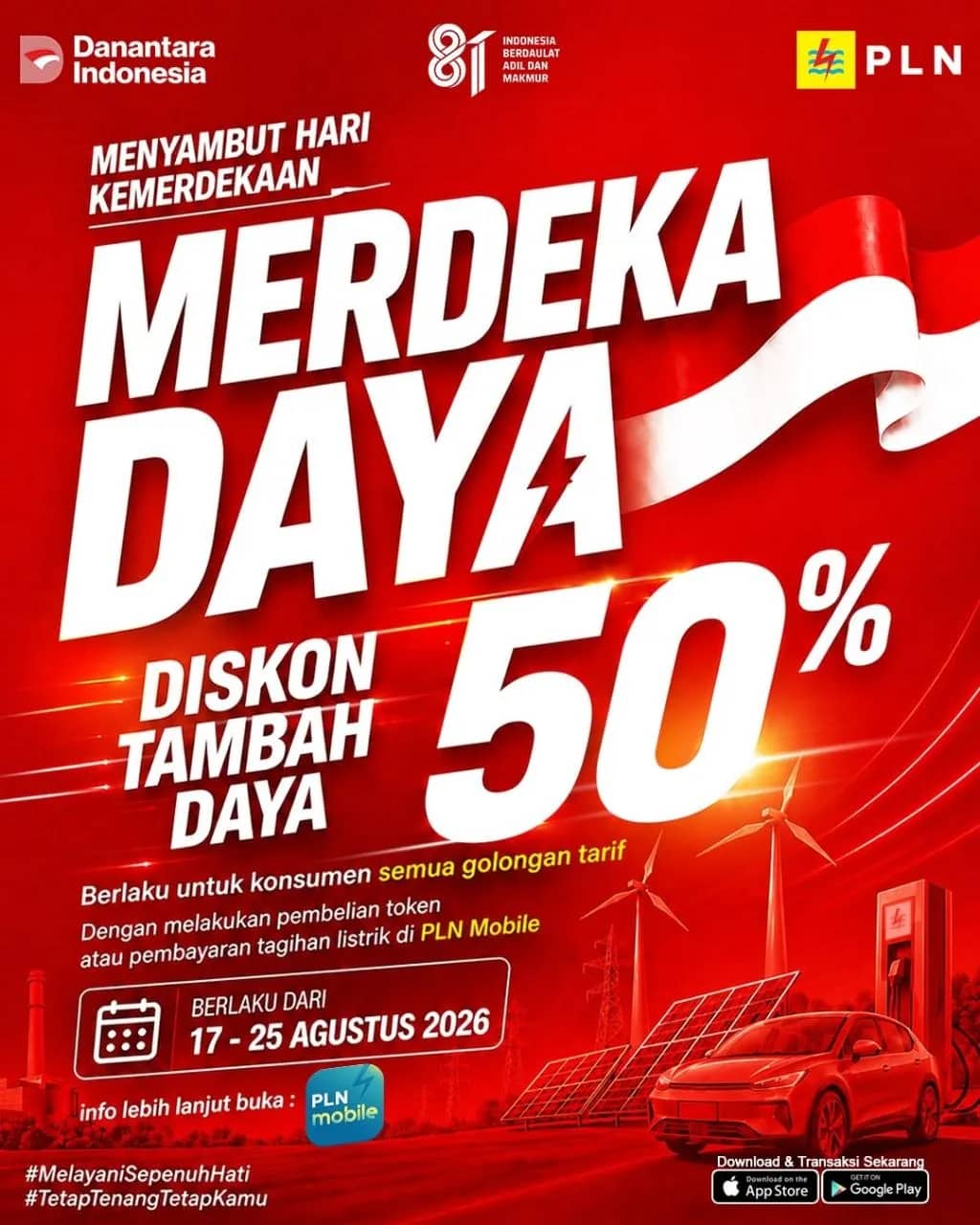 Ilustrasi berita Ekonomi: Sambut HUT Ke-81 RI, PLN Hadirkan Promo “Merdeka Daya” Diskon Tambah Daya 50 Persen