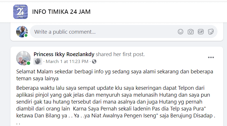 Ilustrasi berita Mimika: Apesss !!!, Warga Timika ini Diteror Pinjaman online, Seluruh Kerabatnya Juga Ikut Diteror