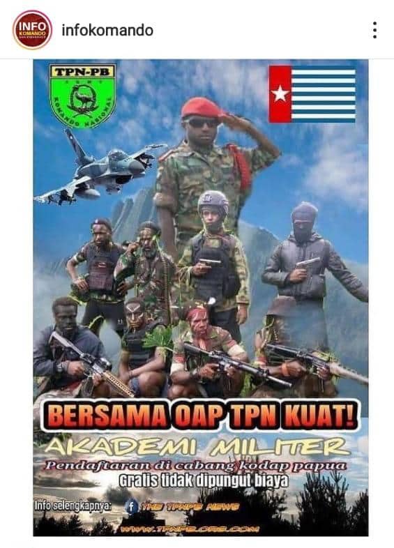 Ilustrasi berita Papua: Poster Pendaftaran Akademi Militer Viral di Media Sosial, TPN-OPM Klaim Miliki Jet Tempur Produk Amerika