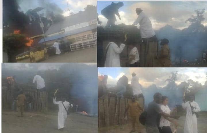 Ilustrasi berita Papua: Beredar Video Dua Orang Imam Berjubah Putih Ditengah Kepungan Api di Kantor Airnav Sugapa