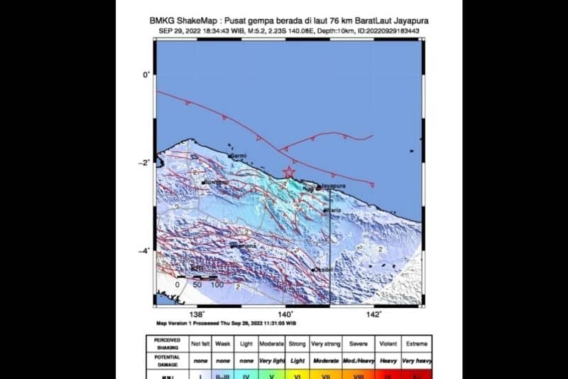 Ilustrasi berita Papua: BMKG: Gempa di Jayapura Akibat Aktivitas Sesar Aktif