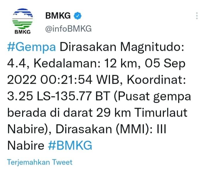 Ilustrasi berita Papua: Nabire dan Manokwari Diguncang Gempa, BMKG Ingatkan Warga Waspadai Gempa Susulan