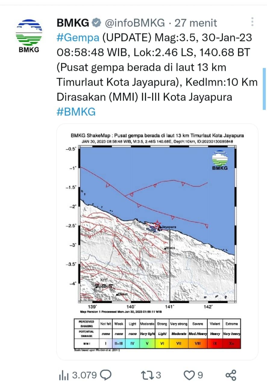 Ilustrasi berita JAYAPURA: Gempa 3,5 Magnitudo Kembali "Goyang" Kota Jayapura Pagi Tadi