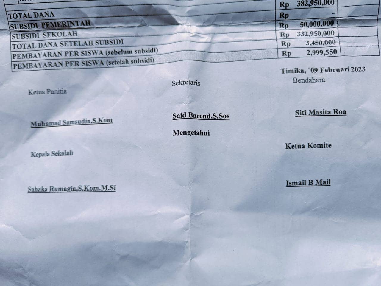 Ilustrasi berita Mimika: Pungut Uang Ujian Rp 2,9 Juta Per-Siswa, Kepsek Yapis Timika : Bantuan Pemda Dihentikan Sejak 2017