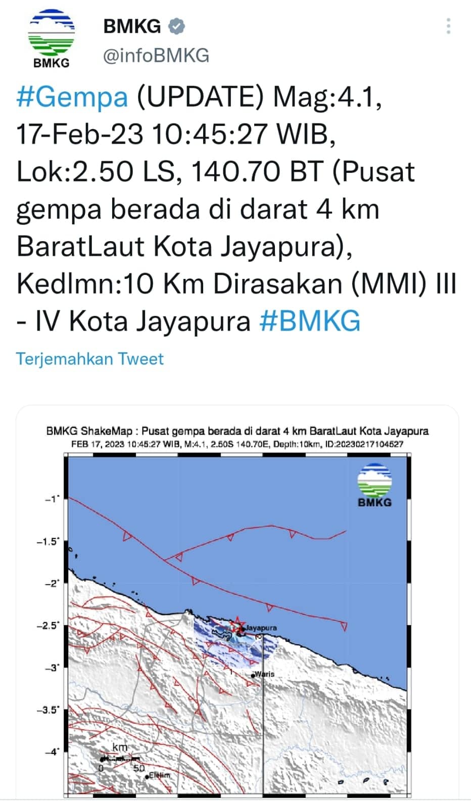 Ilustrasi berita JAYAPURA: Ditengah Waktu Sholat Jumat, Warga Jayapura Kembali "Digoyang" Gempa 4,1 Magnitudo