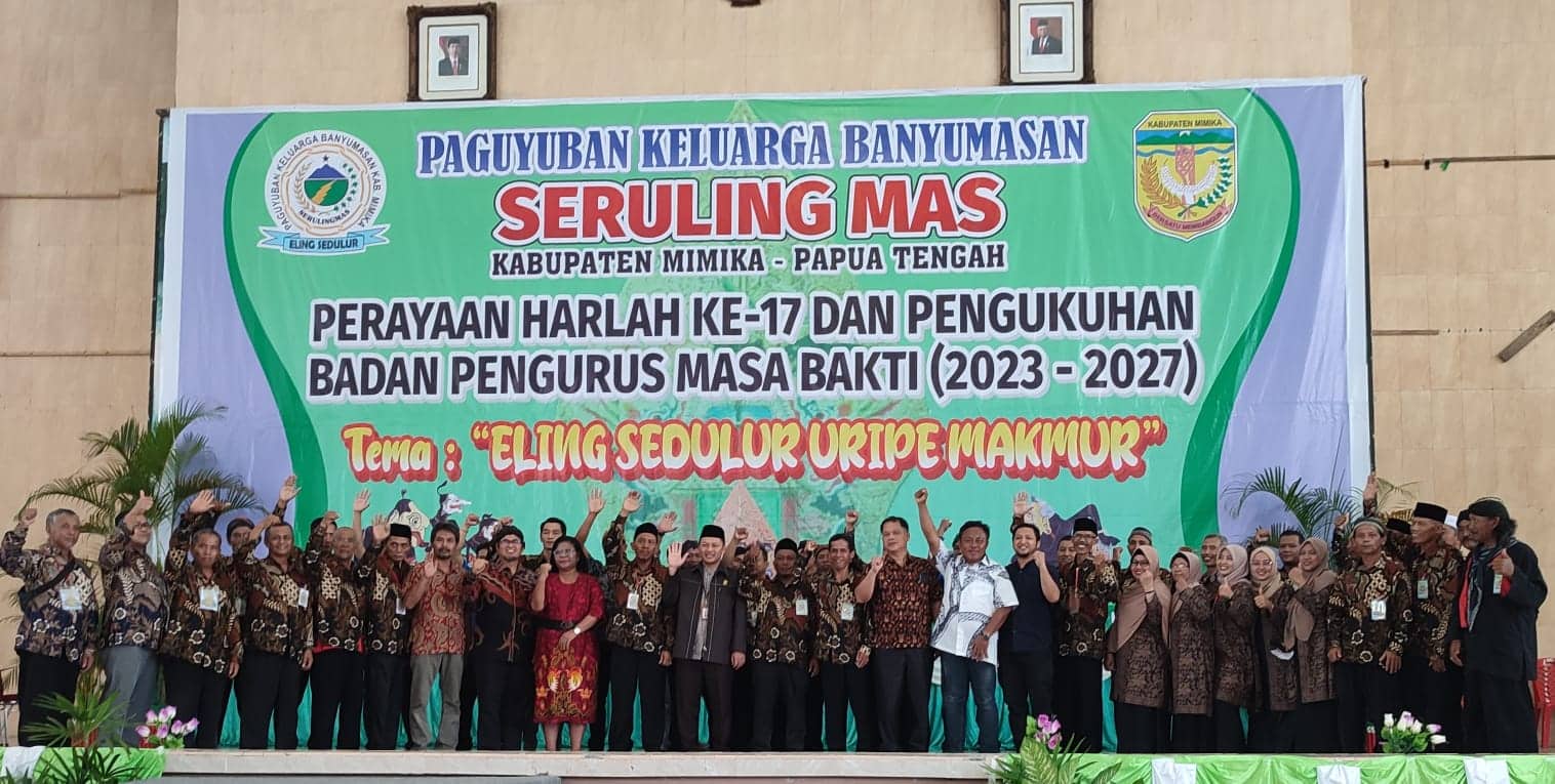 Ilustrasi berita Mimika: Galeri foto Harlah ke 17 dan Pelantikan Pengurus Paguyuban keluarga Banyumasan Seruling Mas 2023-2027
