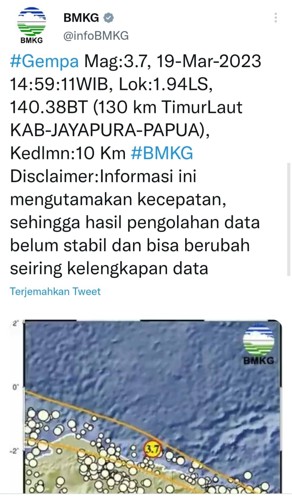 Ilustrasi berita JAYAPURA: Jelang Kedatangan Presiden Jokowi, Dua Gempa Bumi Terjang Kota Jayapura
