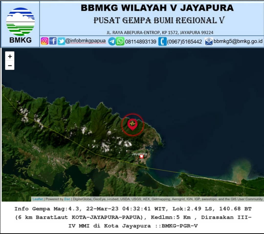 Ilustrasi berita JAYAPURA: Pagi-pagi Buta, Gempa 4,3 Magnitudo Landa Kota Jayapura Tak Berpotensi Tsunami