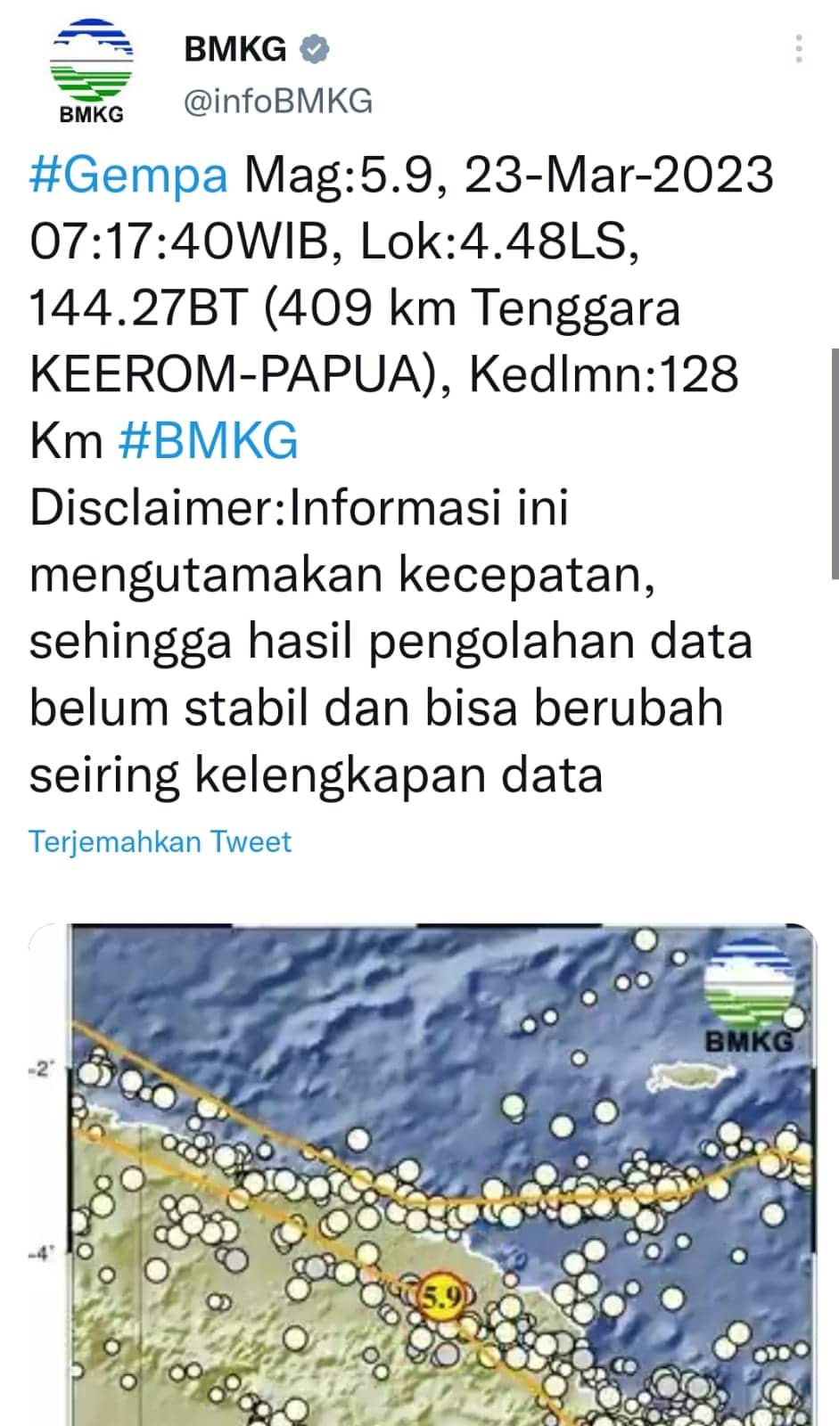 Ilustrasi berita JAYAPURA: Setelah Kunjungan Presiden Jokowi, Keerom Diguncang Gempa Bumi 5,9 Magnitudo