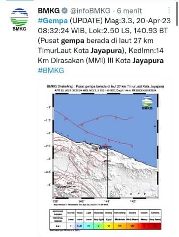 Ilustrasi berita JAYAPURA: Pagi Ini, Dua Gempa Kembali Guncang Jayapura