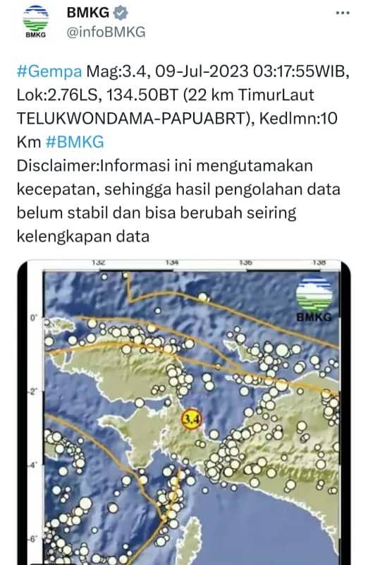 Ilustrasi berita Papua: Masih Terlelap Tidur, Warga Teluk Wondama Dikejutkan Guncangan Gempa