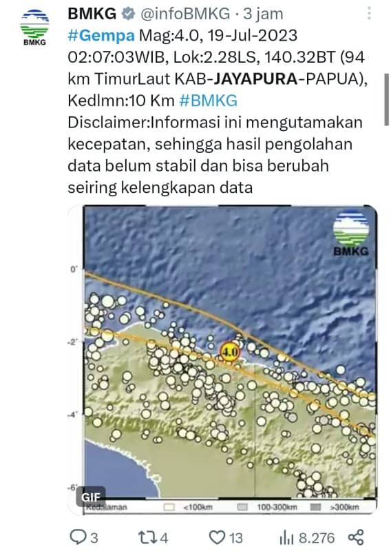 Ilustrasi berita JAYAPURA: Diawal Pekan, Sudah Dua Kali Jayapura Dihantam Gempa
