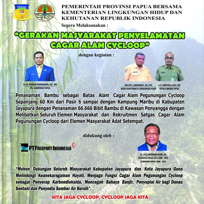 Ilustrasi berita JAYAPURA: PT Freeport Indonesia Dukung Program Penanaman 66.666 Bibit Bambu di Cagar Alam Cycloop, Jaga Sumber Air Danau Sentani