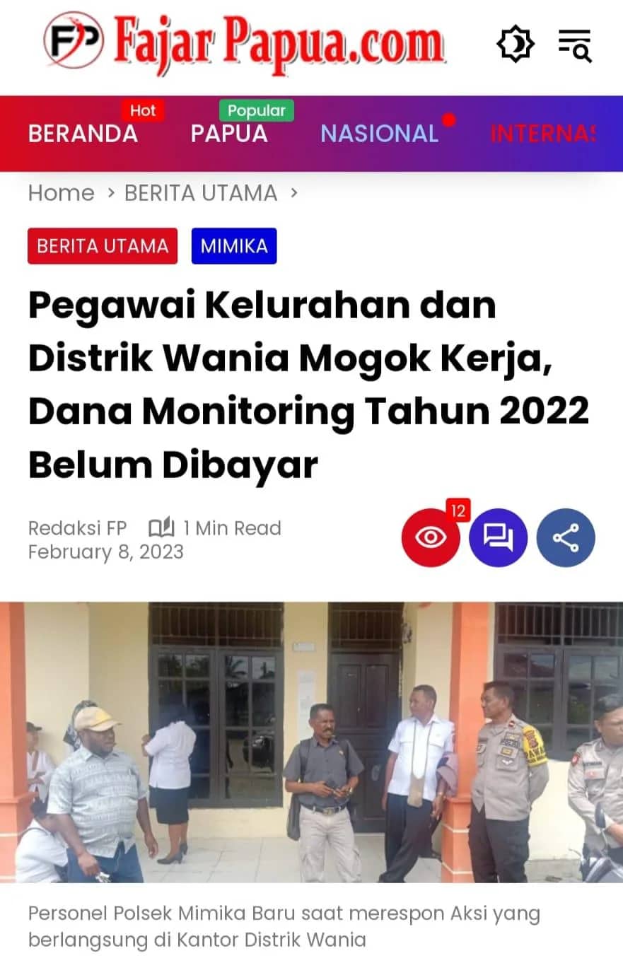 Ilustrasi berita Mimika: Sebelumnya Sempat Viral Diprotes Pegawai, Dana ini yang Diduga Dikorupsi oleh Pejabat di Distrik Wania