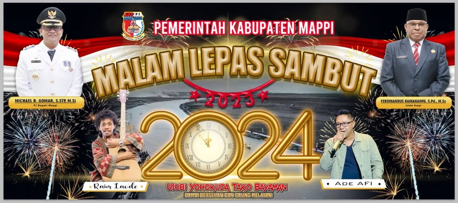 Ilustrasi berita Papua: Raim Laode dan Ade AFI Hipnotis Masyarakat Mappi di Perayaan Tahun Baru 2024, Ini Pesan Penjabat Bupati Goomar…