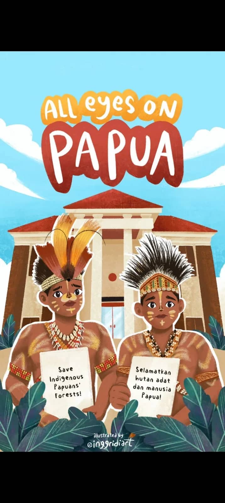 Ilustrasi berita Papua: Selamatkan Manusia dan Hutan Papua, Poster All Eyes On Papua Viral di Sosial Media