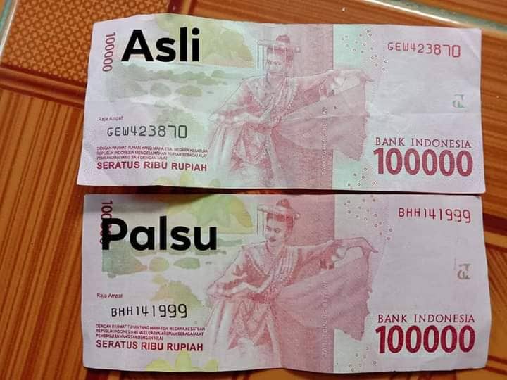 Ilustrasi berita Mimika: Waspada! Uang Palsu Beredar di Timika, Polisi Amankan Dua Lembar Uang Kertas Pecahan Rp 100 Ribu