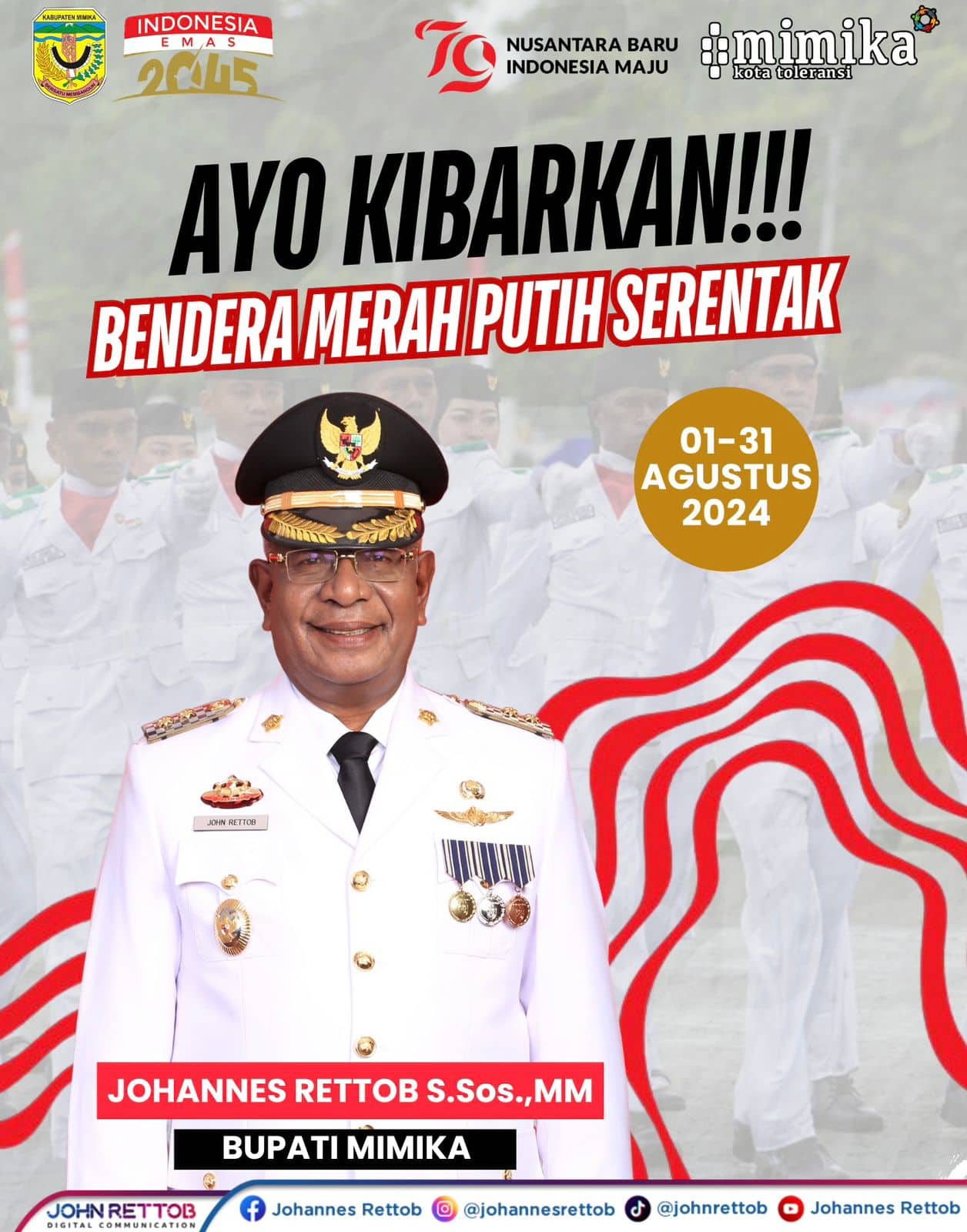 Ilustrasi berita Mimika: Bupati John Rettob Ajak Seluruh Warga Mimika Kibarkan Bendera Merah Putih