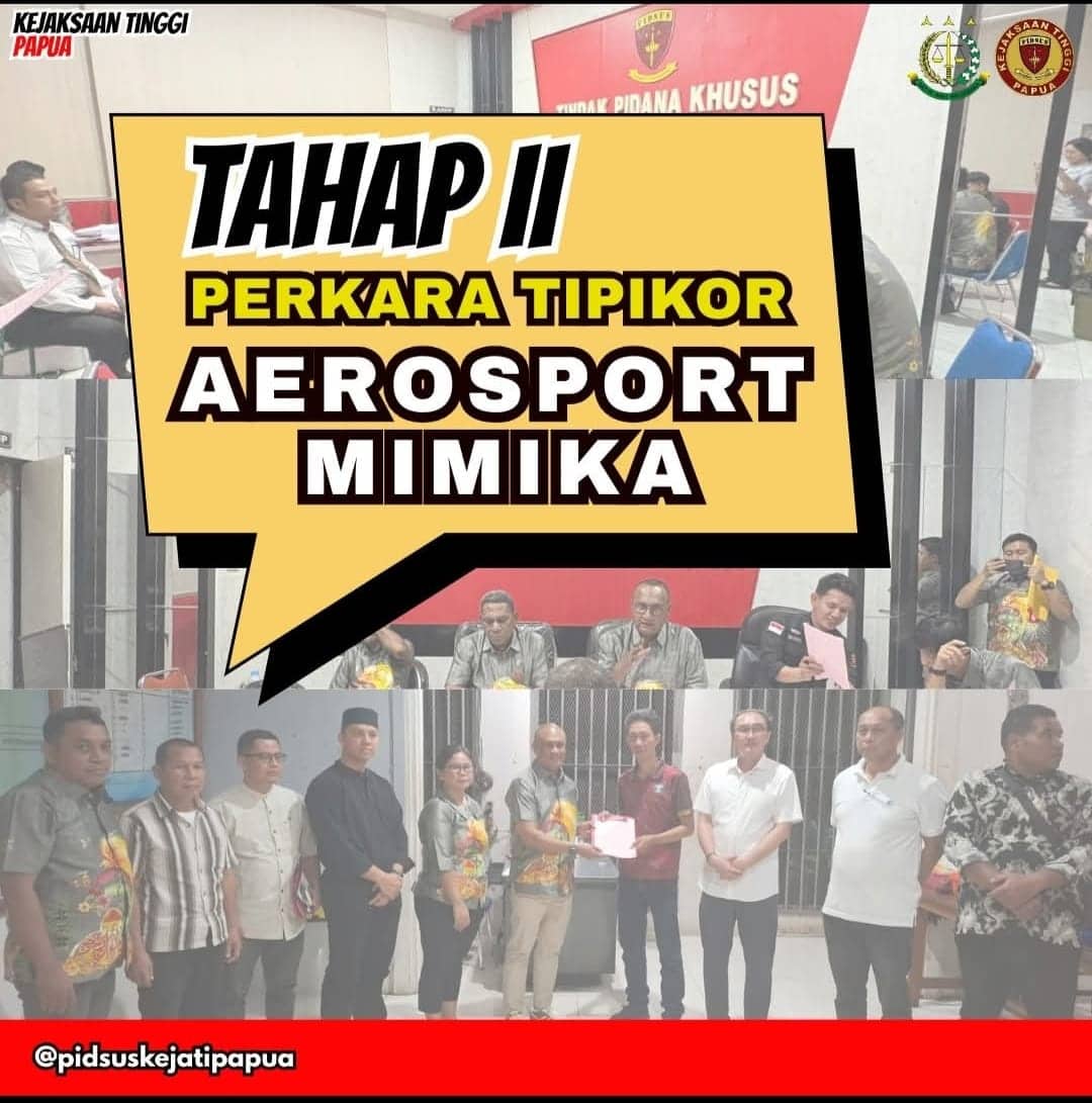 Ilustrasi berita Mimika: Flash News: Kejati Papua Limpahkan Tersangka dan Barang Bukti Kasus Korupsi Proyek Aerosport Mimika