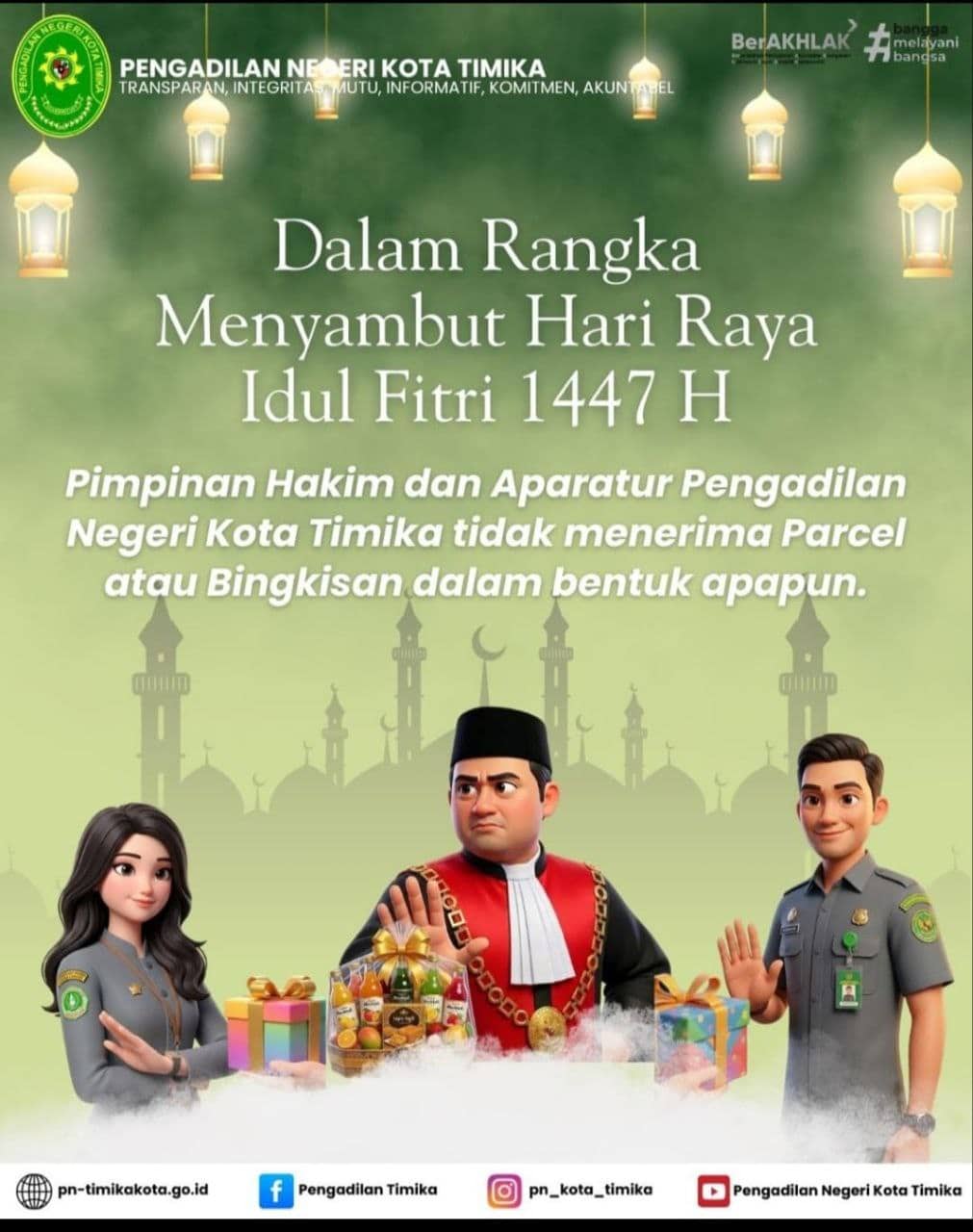 Ilustrasi berita Mimika: Pengadilan Negeri Timika Tegaskan Tidak Terima Parcel Lebaran, Sejalan Arahan Mahkamah Agung