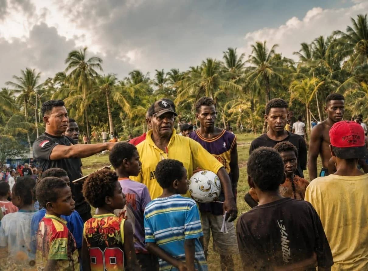 14 anak Suku Kamoro berusia 10 hingga 12 tahun terpilih memperkuat Kokonao, Distrik Mimika Barat, berlaga di turnamen Mini Soccer Kapolda Papua Tengah Cup 2026.
