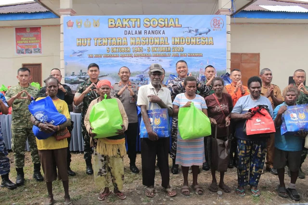 Baksos dalam rangka HUT TNI ke-81 di Kampung Nawaripi Timika.
