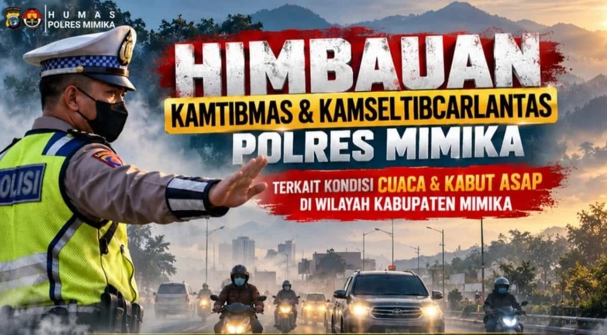 Imbauan Polres Mimika terkait kabut asap dan cuaca buruk.