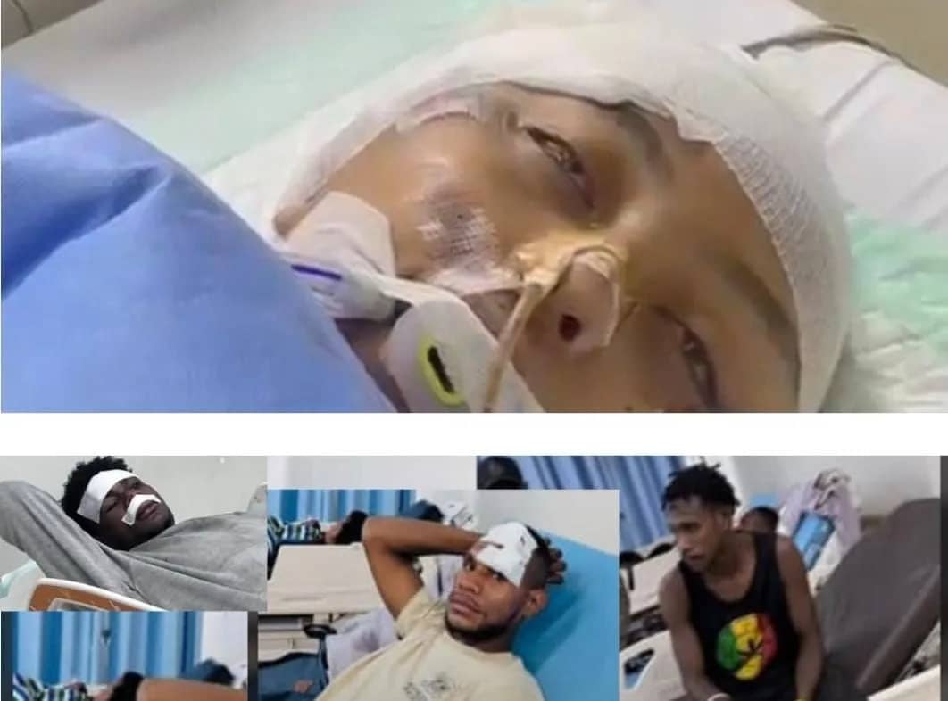 Jessica Virlen Onsu (atas) dan pelaku tabrakan (bawah) saat dirawat di RSUD Mimika.