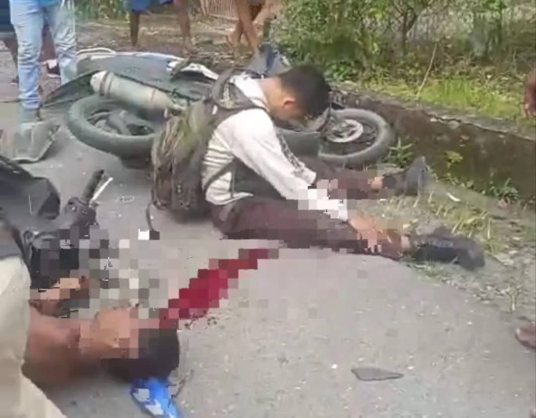 Kecelakaan yang terjadi di SP 2 Jalur 3 (Jalan Duku), Kelurahan Timika Jaya, Rabu (17/6).