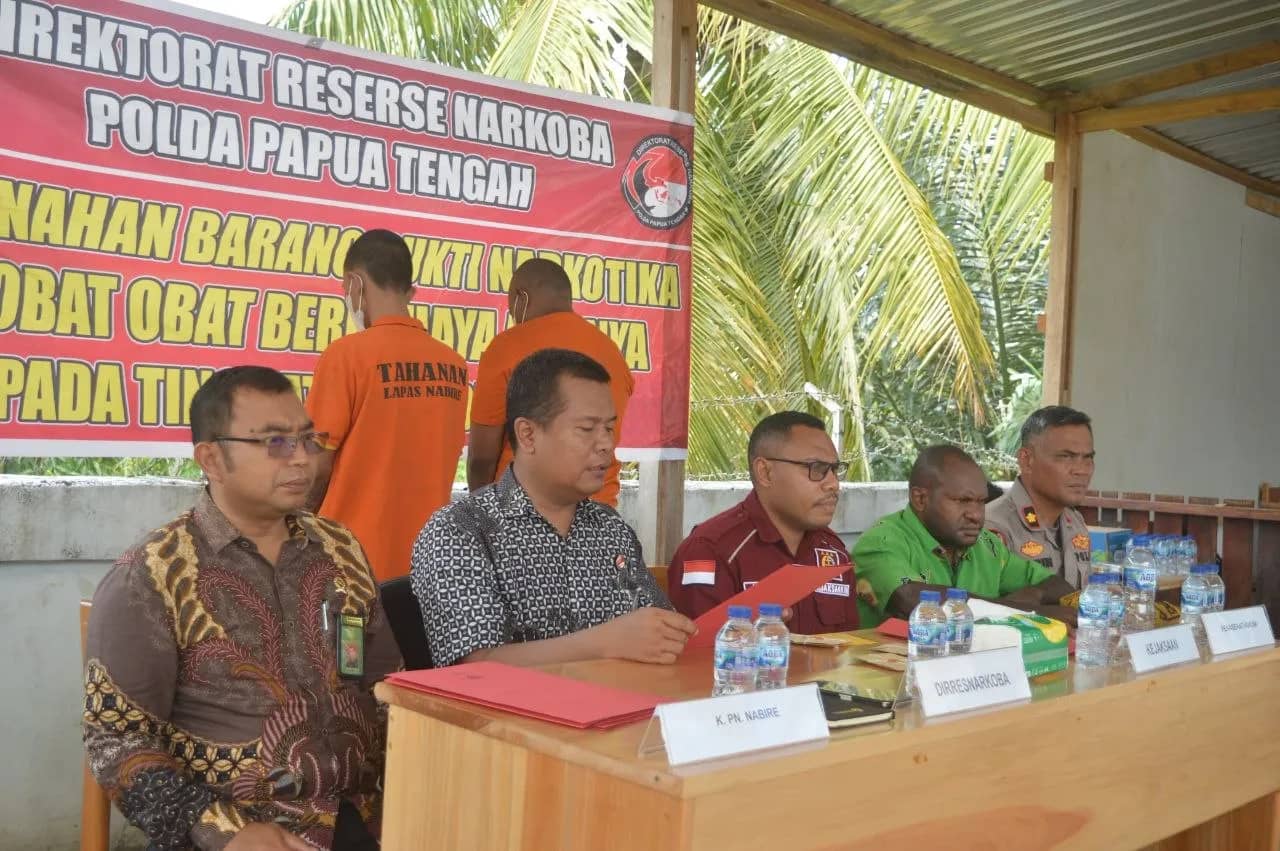 Pers rilis Polda Papua Tengah terkait pemusnahan barang bukti sabu hasil pengungkapan jaringan narkotika yang diduga dikendalikan dari Lapas Nabire.