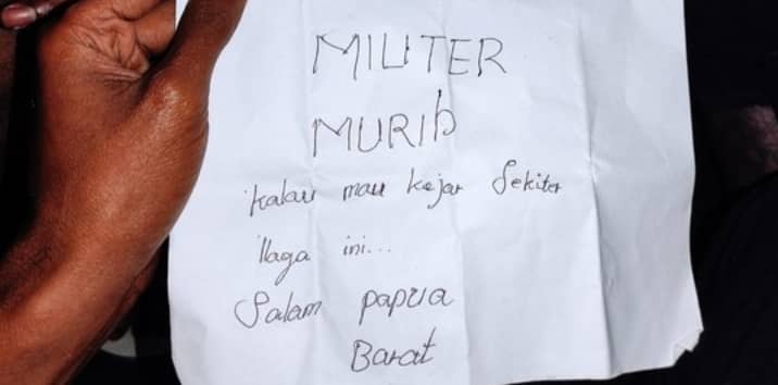 Surat tantangan perang dari KKB