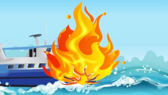 Ilustrasi kapal terbakar