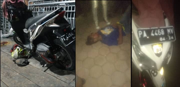 Korban terkapar bersama barang bukti motor yang dikendarai