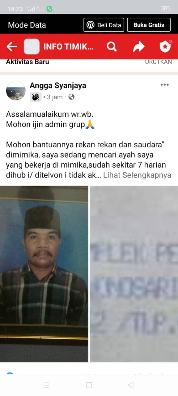 Unggahan Angga Sanjaya di akun Facebook miliknya