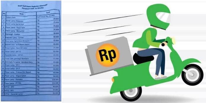 Tarif ojek yang naik sepihak.