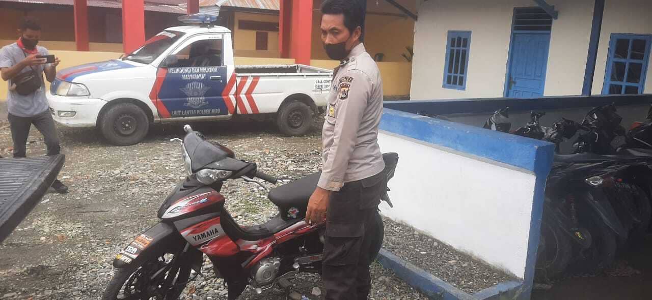 Sepeda motor milik Daryono yang diamankan oleh polisi