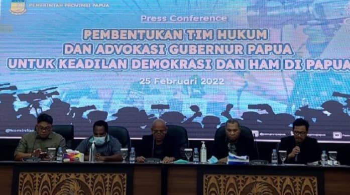 Foto:HSB Jumpa pers pembentukan Tim Hukum dan Advokasi untuk Keadilan, Demokrasi, dan HAM di Tanah Papua.