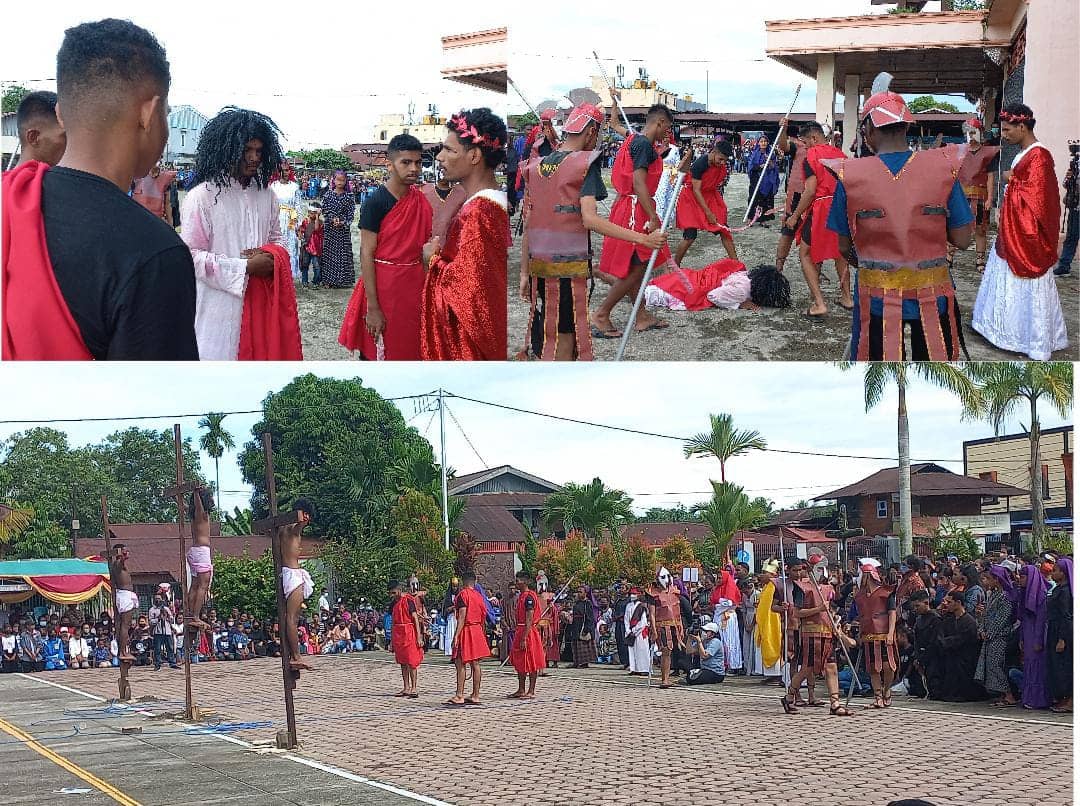 Drama penyaliban Kristus oleh OMK Paroki Sempan.