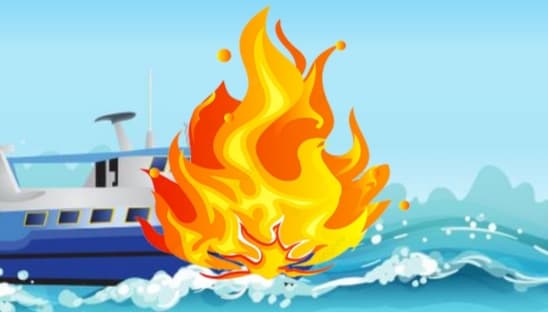 Ilustrasi kapal terbakar