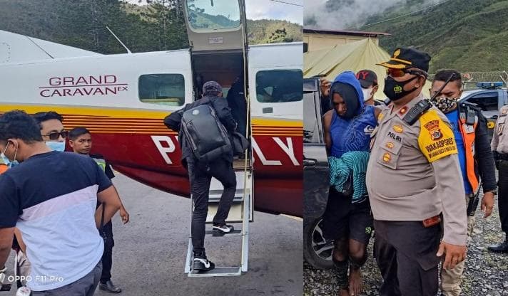 Demies Weya alias Bensin Enumbi dievakasu dari Puncak Jaya menuju Jayapura.