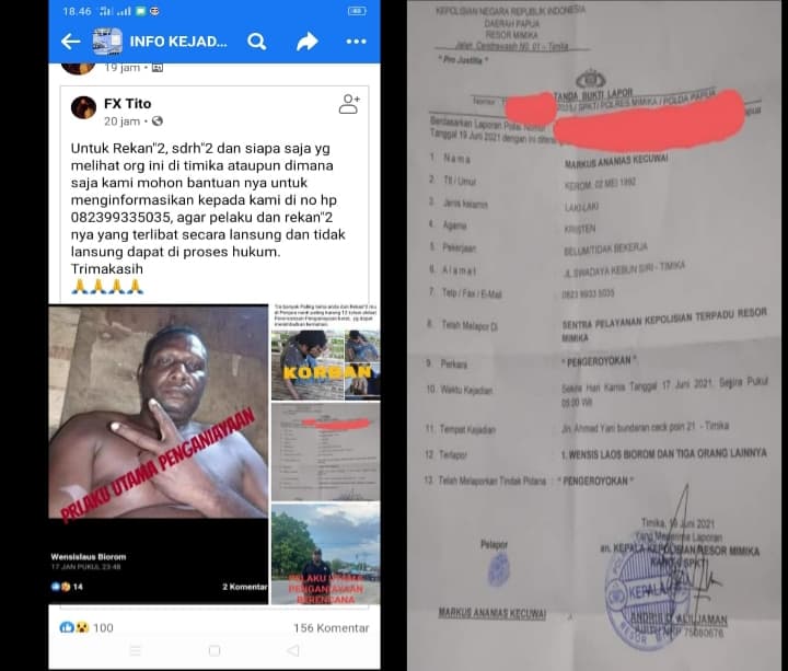 Pelaku penganiayaan dan bukti Laporan Polisi