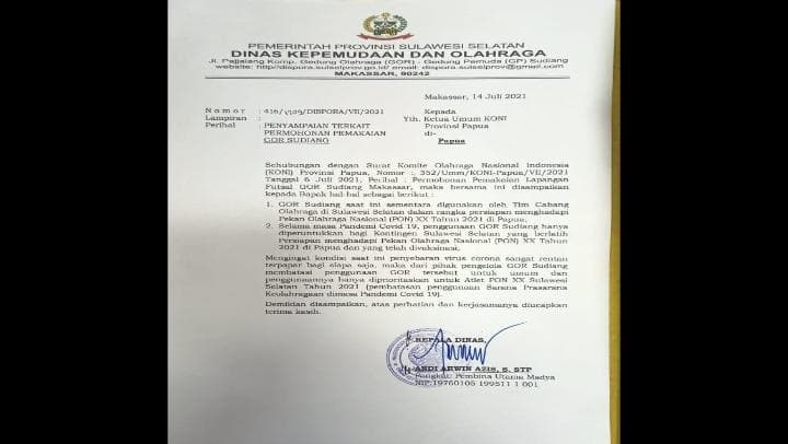 Surat Dispora Sulsel