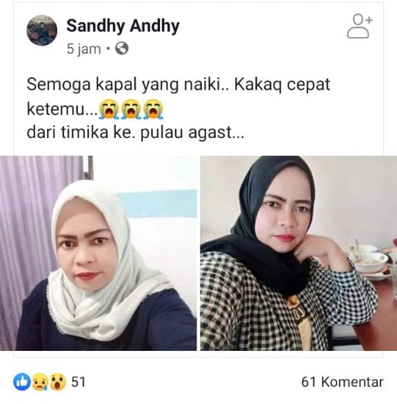 Ratu, salah seorang penumpang perahu yang hilang