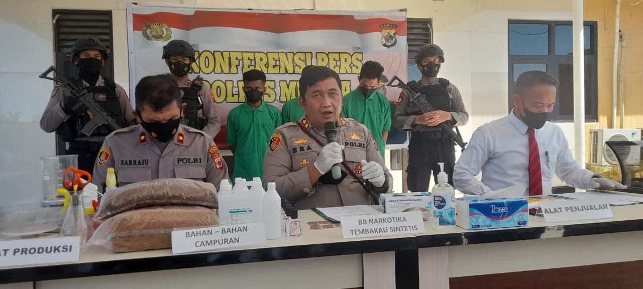 Polres Mimika saat melakukan press release