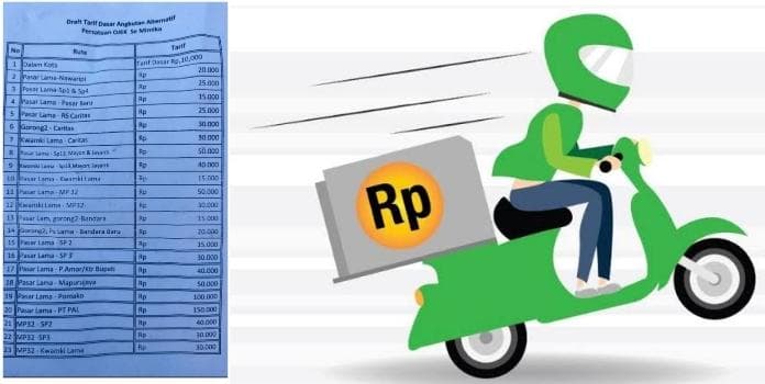 Tarif ojek yang naik sepihak.