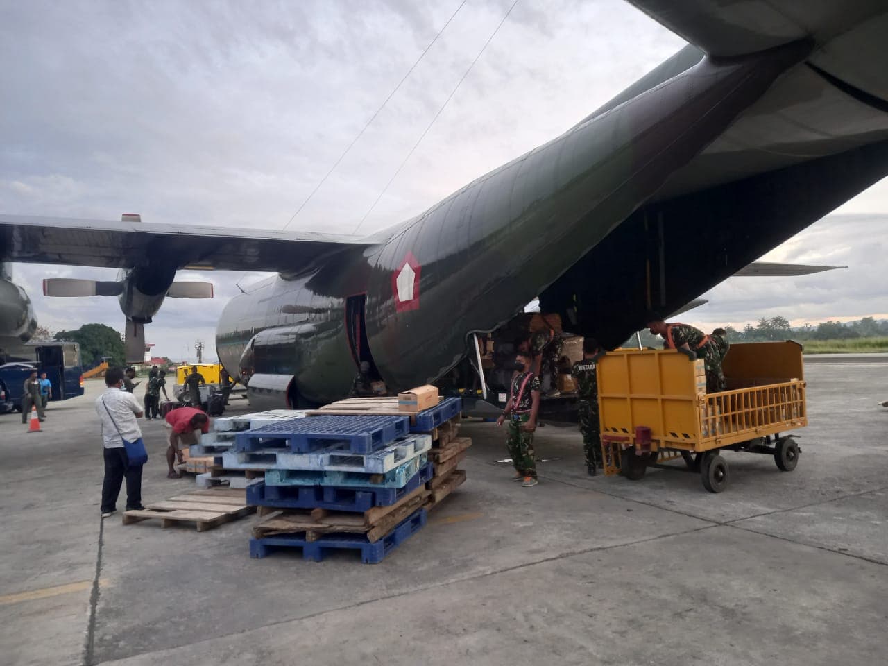 Ilustrasi berita PAPUA: Bantu Stabilkan Harga, Didrop Hercules, TNI AU Distribusi Minyak Goreng ke Empat Wilayah di Papua
