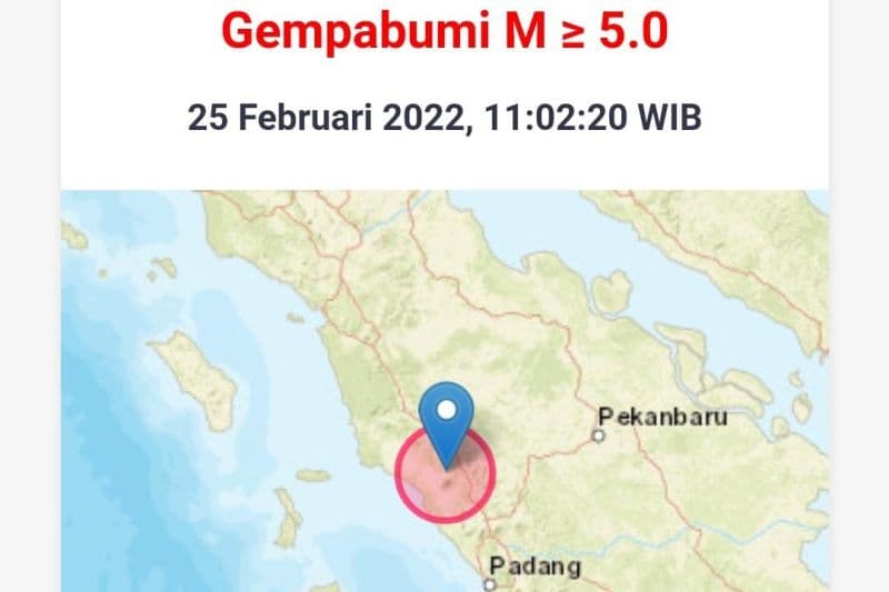 Tangkapan layar informasi gempa dari informasi BMKG