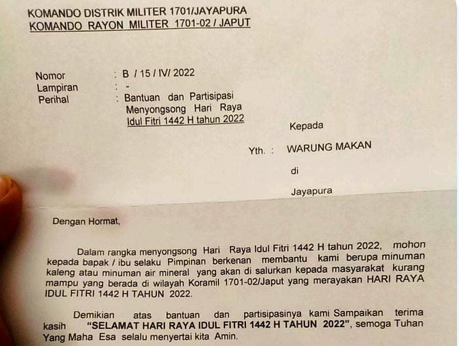 Surat permintaan bantuan.