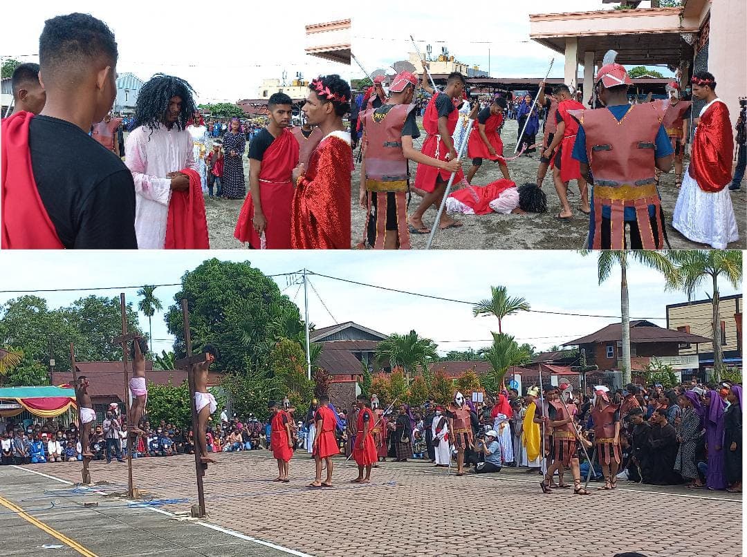 Drama penyaliban Kristus oleh OMK Paroki Sempan.