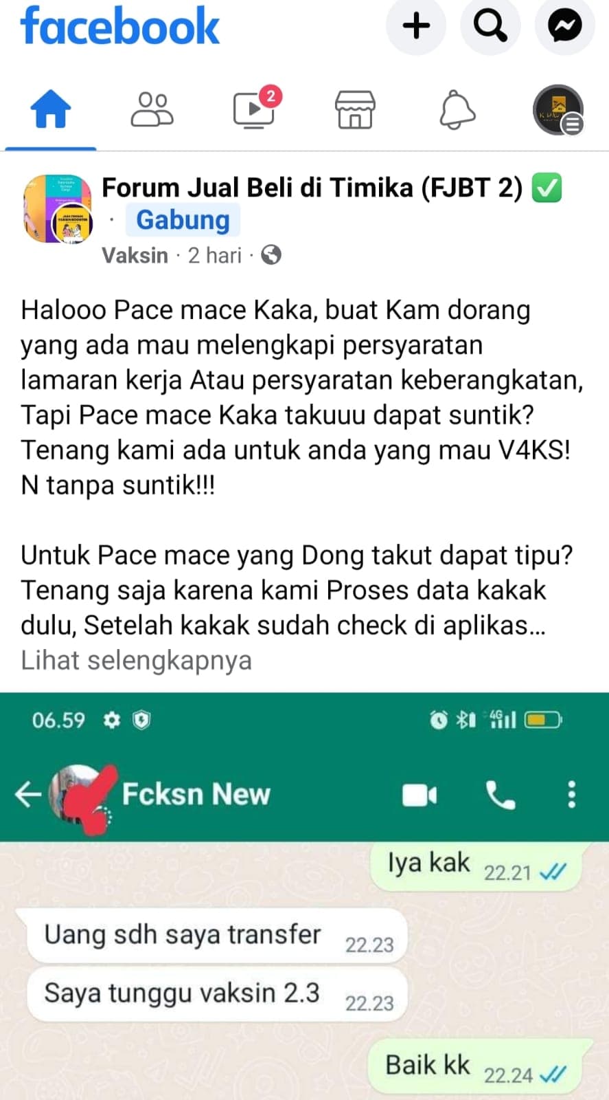 Ilustrasi berita MIMIKA: Awas! Ada Oknum di Timika Tawarkan Jasa Vaksin Tanpa Suntik di Media Sosial, Pelaku Jamin Terdata di Aplikasi Satu Sehat